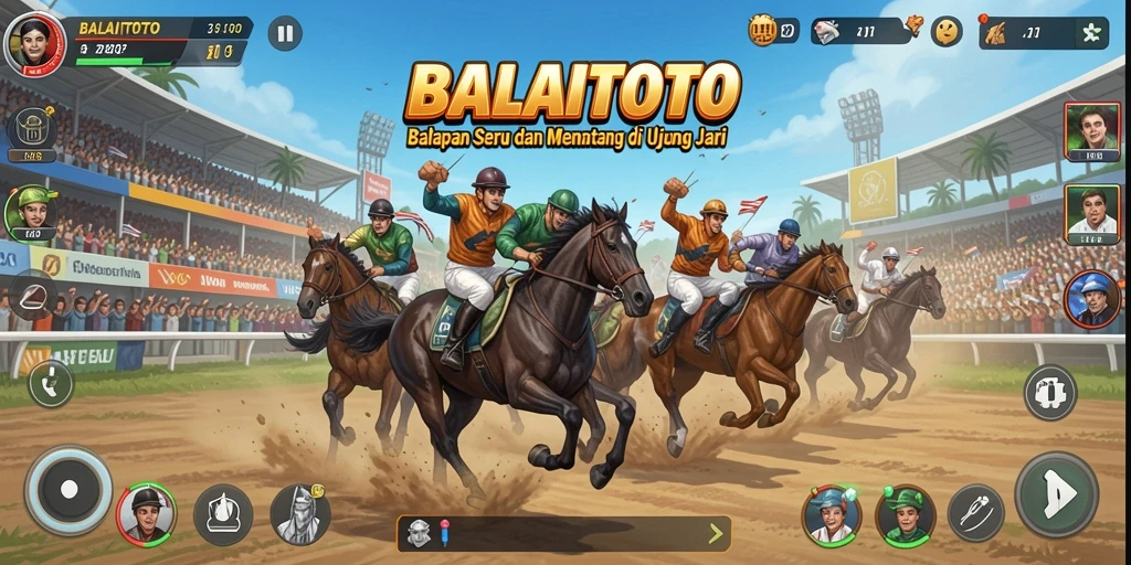 Screenshot dari gameplay BALAITOTO menampilkan kecepatan balapan yang intens.