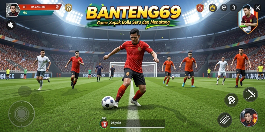 Tampilan permainan sepak bola yang mendebarkan dan penuh aksi.