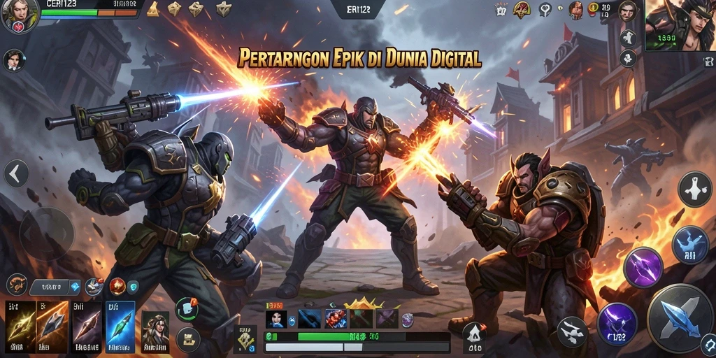 Screenshot utama CERI123 menampilkan aksi bertarung yang mendebarkan.