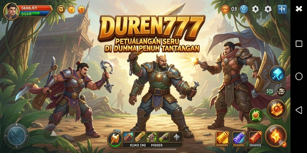 Tampilan gameplay DUREN777 menunjukkan aksi seru di petualangan yang mendebarkan.