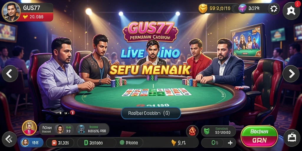 Tampilan gameplay menarik dari GUS77 yang menghadirkan keseruan Live Casino.