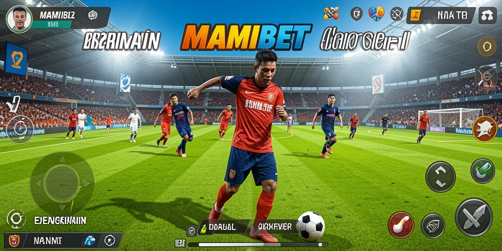 Screenshot gameplay MAMIBET yang menunjukkan aksi seru sepak bola.