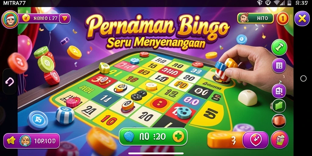 Screenshot gameplay MITRA77 menunjukkan keseruan permainan Bingo yang interaktif.