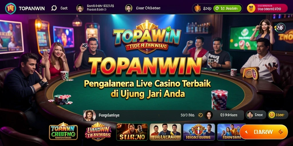 Screenshot utama TOPANWIN menampilkan dealer profesional dan gameplay yang mendebarkan.