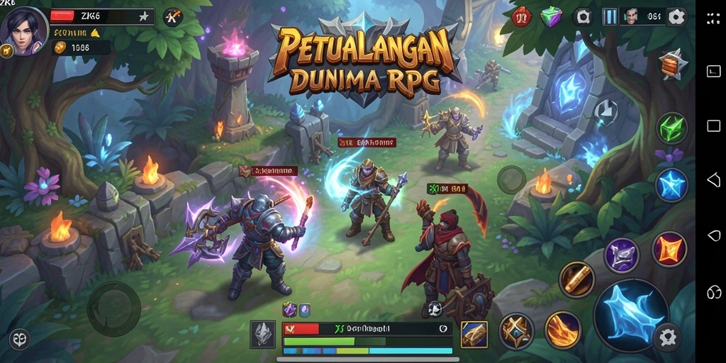 Screenshot utama ZK6 menampilkan pertempuran epik di dunia RPG.
